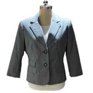 NY & Co 3/4 Sleeve Cropped Gray Summer Weight Blazer Jacket - EUC